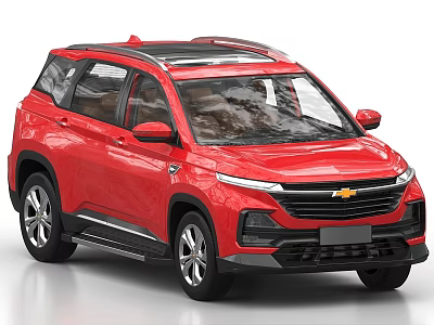 Red Chevrolet SUV With Stylish Exterior Alloy Wheels And Roof Rack 3d model