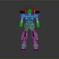 3D Rendered Mechanical Robot Character With Blue Gray Armor Standing Pose And Light Details