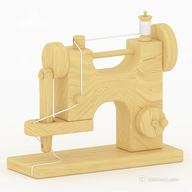 Vintage Style Handcrafted Wooden Sewing Machine Decorative Model For Home Use 3d model 