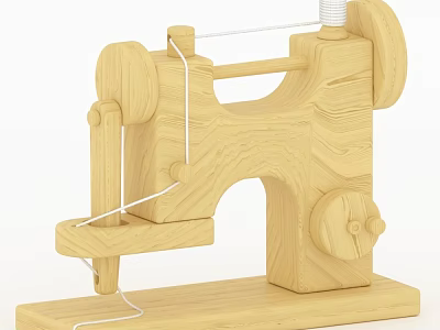 Vintage Style Handcrafted Wooden Sewing Machine Decorative Model For Home Use 3d model