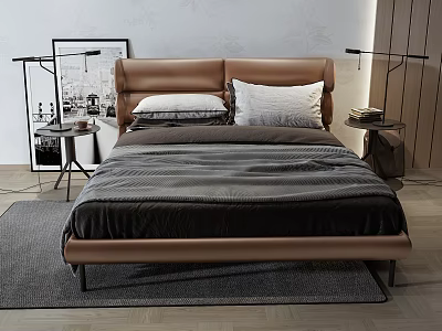 Modern Background Double Bed Double Bed 3d model