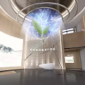 Cultural Center Tech Inspired Interior With Tea Element Projection Glass Walls And Wooden Decor