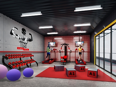 Industrial wind gym classroom 3d model