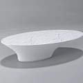 Modern Minimalist Reception Desk With Oval Shaped White Marble Countertop And White Base