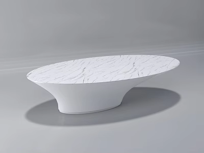 Modern Minimalist Reception Desk With Oval Shaped White Marble Countertop And White Base 3d model