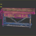 Rustic Wooden Workbench Furniture With Drawers X Shaped Base And Long Surface