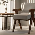 Modern Wooden Dining Chairs With Gray Black Upholstered Seats And Armrests In Interior