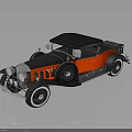 Vintage Convertible Car With Red And Black Exterior Classic Design Details
