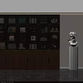 Modern Bookcase Interior Design With Glass Doors Wooden Cabinet Drawers And Display Shelves