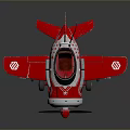 Vintage Red Retro Style Toy Airplane With Propeller Cockpit And Decorative Stripes Logos