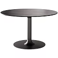 Modern Round Black Dining Table With Sleek Pedestal Base And Smooth Surface Design 3d model