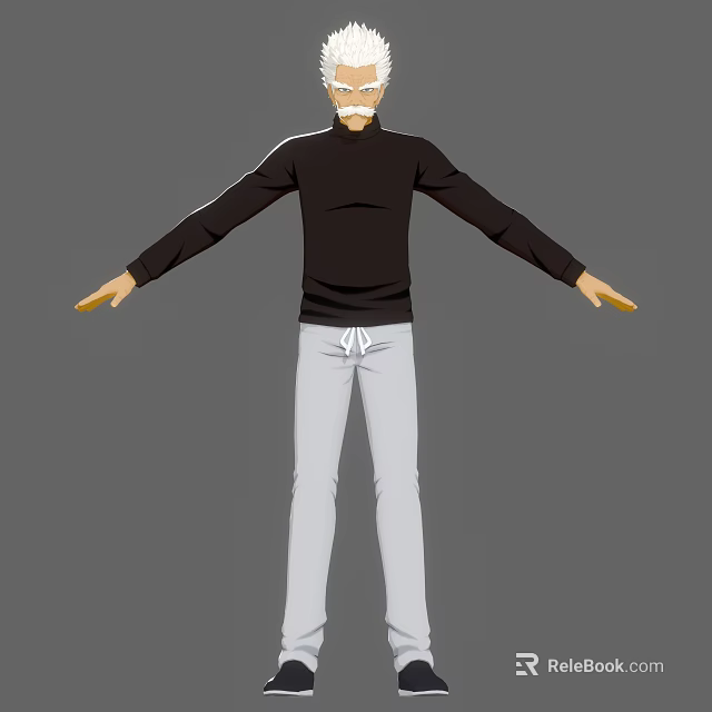 Game and Movie Character in Black Turtleneck Sweater Light Gray Pants With Arms Outstretched 3d model 