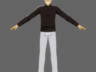 Game and Movie Character in Black Turtleneck Sweater Light Gray Pants With Arms Outstretched 3d model