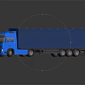 Colorful Cargo Trucks Yellow Red Blue Parked Together With Trailers On Reflective Surface