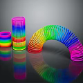 Colorful Spring Designed Modern Furniture With Curved And Cylindrical Structures On Reflective Surface