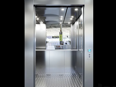 Stainless Steel Elevator Interior With Bright Lighting Control Panel And Non Slip Floor 3d model