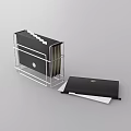 Black File Folders In Metal Rack With Open Folder And White Papers