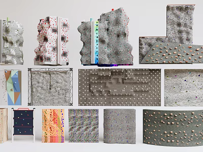 Sports Equipment With Varied Textures Including Climbing Walls Training Mats And Surfaces 3d model