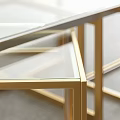 Modern Nested Coffee Table with Clear Glass Top and Golden Metal Frame 3d model
