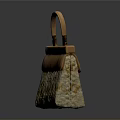 Woven Beige Daily Life Handbag With Brown Handle And Metal Accents