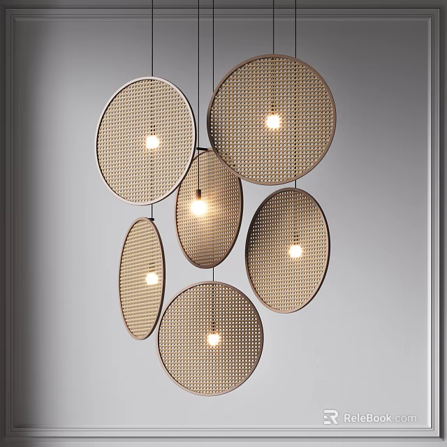 Modern Circular Mesh Design Chandelier Featuring Multiple Varying Sizes And Illuminated Lights 3d model
