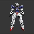 Detailed White Blue Red Gundam Robot Model With Armor And Joint Design