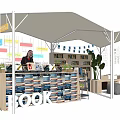 Commercial Bookstore Equipment With Canopy Tent Shelves Counter Display Racks And Signage