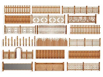 Various Decorative Wooden Fence Styles For Garden And Backyard Use 3d model