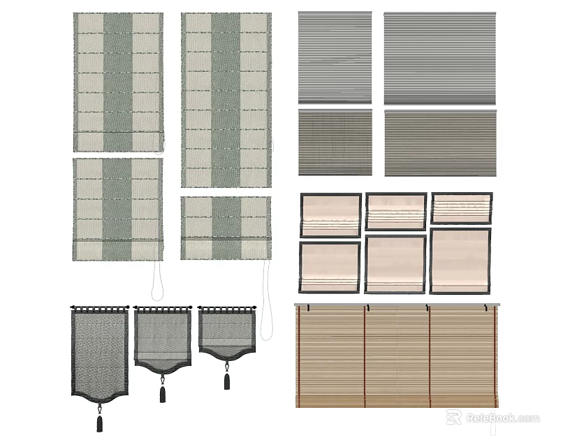 Stylish Roman Blinds Featuring Various Patterns Colors And Modern Design Options 3d model