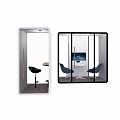 Modern Lounge Pods With High Stool Small Table Blue Chairs And TV Screen