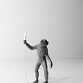 Gray Standing Monkey Shaped Floor Lamp Design Holding Light Bulb in White Background 3d model