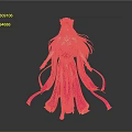 Woman In Red Long Dress With Golden Decorations Long Hair Headpiece And Flowing Ribbons