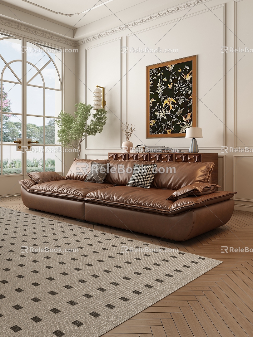 Antique Sofa Leather Sofa model