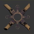 Practical Decorative Household Item With Wooden Cylinders And Metal Gears Cross Structure Design