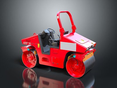 Modern asphalt paver road roller 3d model