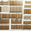 Chinese Style Pastoral Style Fence Combination Bamboo Fence Wooden Grille Wooden Railing 3d model