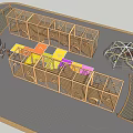 Wooden Playground Equipment With Colorful Floor Panels And Net Climbing Structures