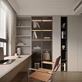 Study chair ceiling lamp bookcase laptop 3d model