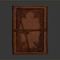 Vintage Leather Notebook With Intricate Carved Design Bound By String 3d model