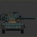 Military Teal Tank With Weathered Metallic Finish Turret Gun Barrel And Tracks