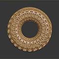 Golden Circular Decorative Household Accessory With Intricate Openwork Pattern Design