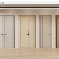 Modern Wooden Hinged Doors With Different Panel Designs And Handles For Interior 3d model