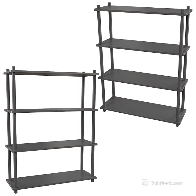 Sturdy Metal Shelf Unit With Multiple Black Shelves For Home Storage And Simple Design 3d model 