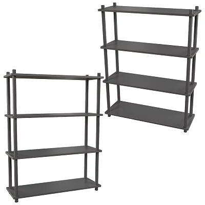 Sturdy Metal Shelf Unit With Multiple Black Shelves For Home Storage And Simple Design 3d model