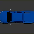 Blue Pickup Truck With Shiny Exterior And Reflective Truck Bed On Black Background