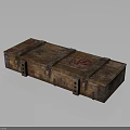 Vintage Weapon Storage Wooden Crate With Leather Straps And Red Stamps