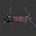 Futuristic Sci Fi Mechanical Structure With Red Gray Color And Detailed Wing Design