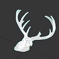 Realistic Deer Skull With Large Antlers On Dark Background Display Artifact