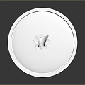 Elegant Transparent Round Tray With Silver Bird Decoration And White Object
