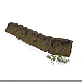 Modern Detailed Terrain Model With Brown Texture Green Moss And Small Green Plants 3d model